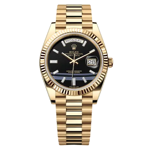 Rolex Day Date 40 Yellow Gold Onyx Baguette Product